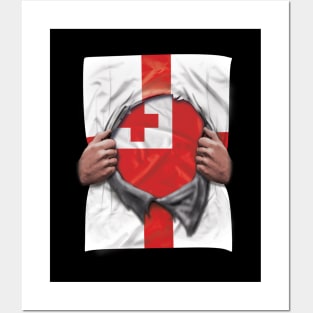 Tonga Flag English Flag Ripped - Gift for Togan From Tonga Posters and Art